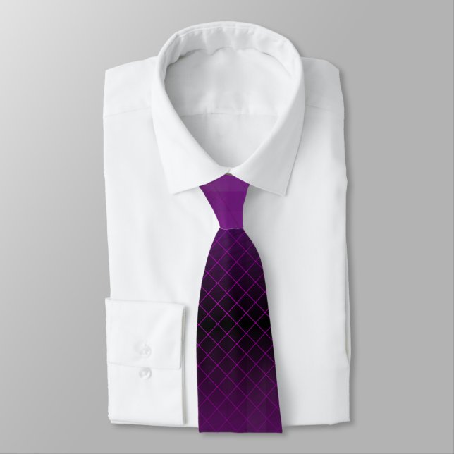 Cravate Fade Ombre géométrique violet personnalisée (Attaché)