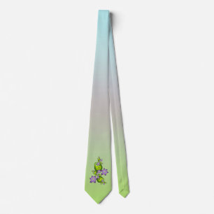 Cravate Fantaisie florale fleurs de lilas formes vertes fr