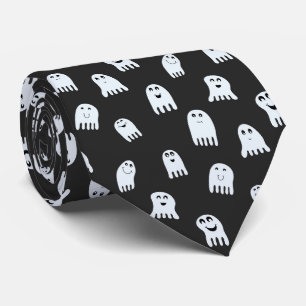 Cravate Fantômes d'Halloween mignons en blanc et noir de c