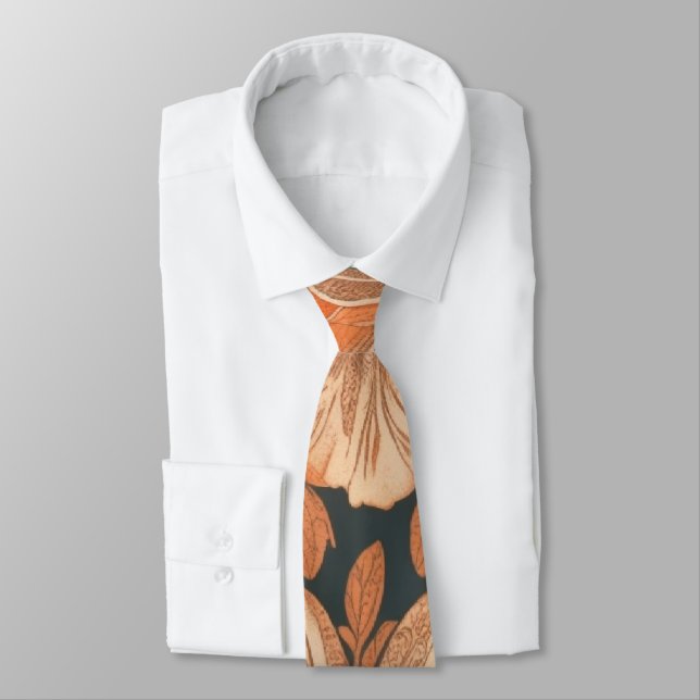 Cravate Far hawaïen rétro motif Été orange (Attaché)