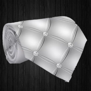 Cravate Faux Diamant Argent Luxe Fantaisie
