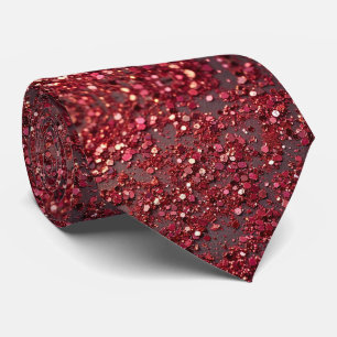 Cravate Faux Glitter Rouge + Soie   Luxe Gentleman