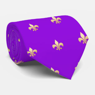 Cravate Faux Or Fleur de lis Néon Violet DIY