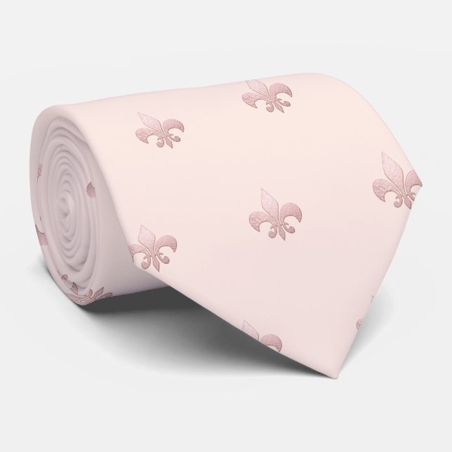 Cravate Faux Rose Gold Fleur de lis do-it-yourself rose pâ (Roulé)
