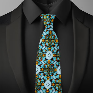 Cravate Faux Verre Teinté Or Bleu Argyle Col