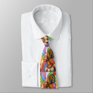 Cravate Femme africaine avec cire tissu traditionnel