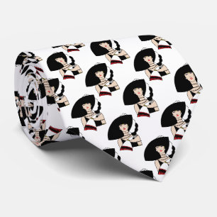 Cravate Femme Art Déco Vintage portant un chapeau des gant