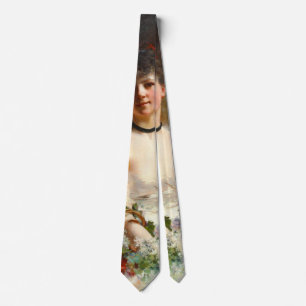 Cravate Femme avec le panier 1850 de fleur