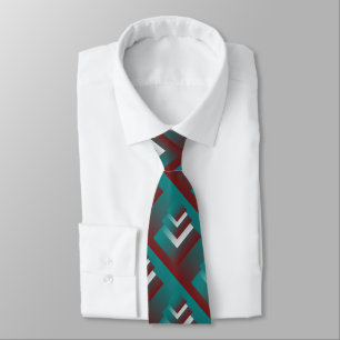 Cravate Fenêtres en blanc bordeaux turquoise