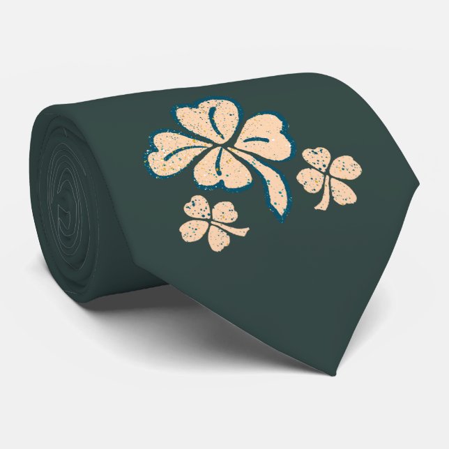 Cravate Fermoir Shamrock Lucky Vert Saint Patrick`s Day (Roulé)