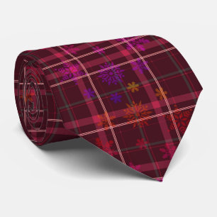 Cravate Festif Bourgogne Snowflake Holiday Plaid