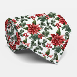 Cravate Festif poinsettia carrelé motif cou ti