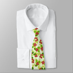 Cravate Festive Motif de fruits de canneberge, vert