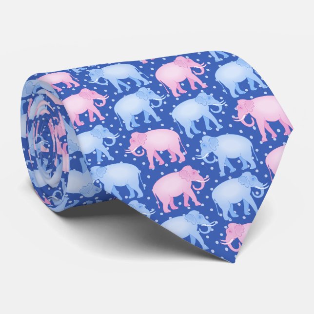 Cravate Fête de la révélation de genre des éléphants rose  (Roulé)