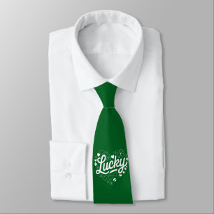 Cravate Fête de la Saint-Patrick Cœur Trèfle Chanceux Trèf