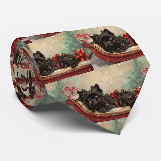 Cravate Fête de Noël du chien Affenpinscher (Roulé)