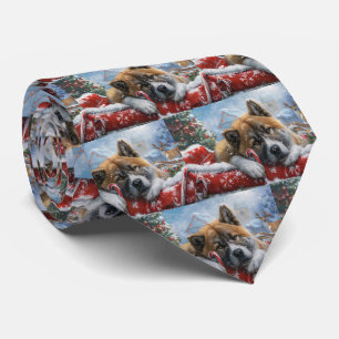 Cravate Fête de Noël du chien Akita
