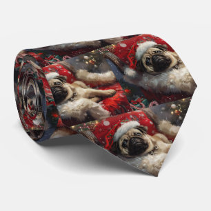 Cravate Fête de Noël du chien Carlin