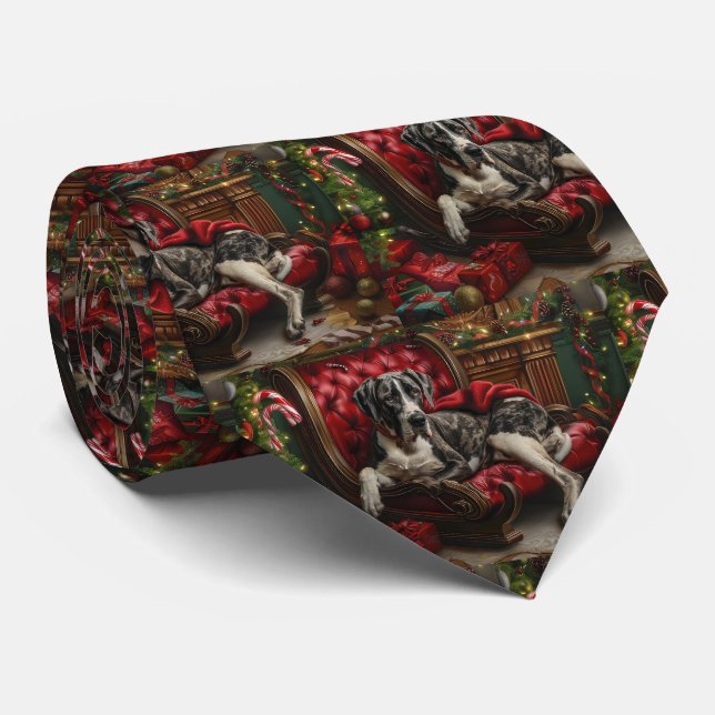 Cravate Fête de Noël du chien Danse (Roulé)