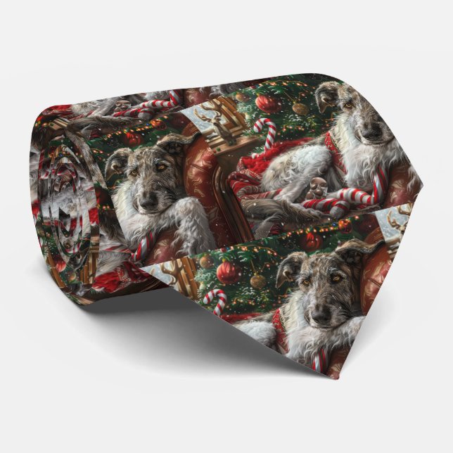 Cravate Fête de Noël du loup Hound Dog (Roulé)