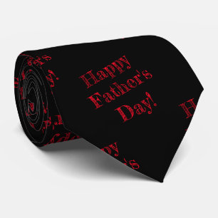 Cravate Fête des pères joyeuse rouge texte motif noir