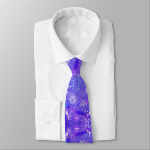 Cravate Fête d'hiver Motif de vacances Blue Snowflake