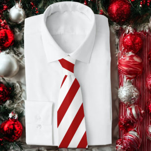 Cravate Fête rayée rouge et blanc