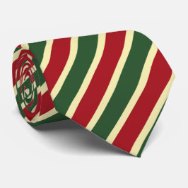Cravate fête rouge rouge or rayé motif Noël