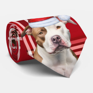 Cravate Fêtes Staffordshire Terrier Red Plaid Noël
