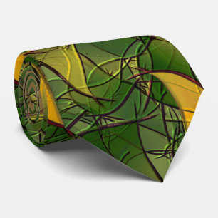 Cravate Feuillage virtuel jaunâtre sculpté avec des hexago