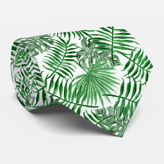 Cravate Feuille de palmier tropical vert chic Art d'été (Roulé)