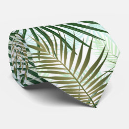 Cravate feuille vert palme tropical