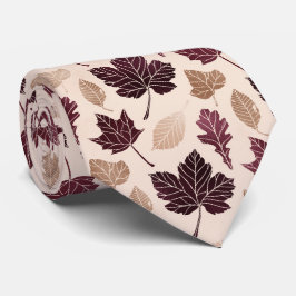 Cravate Feuilles automnales sur crème blanche