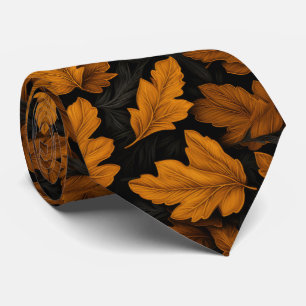 Cravate Feuilles d'automne brun et orange feuillage 
