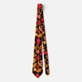 Cravate Feuilles d'automne motif 02 Black BG