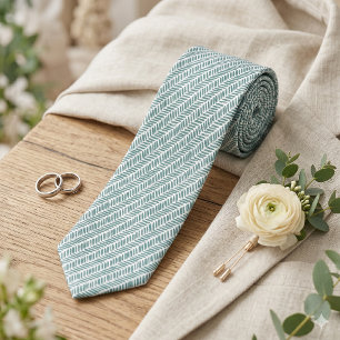 Cravate Feuilles de genévrier blanches artistiques vert ab