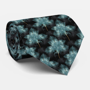 Cravate Feuilles d'été de Métallurgie Bleu & Gold Palm 