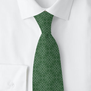 Cravate Feuilles et lignes vert chasseur
