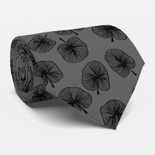 Cravate Feuilles noirs sur gris