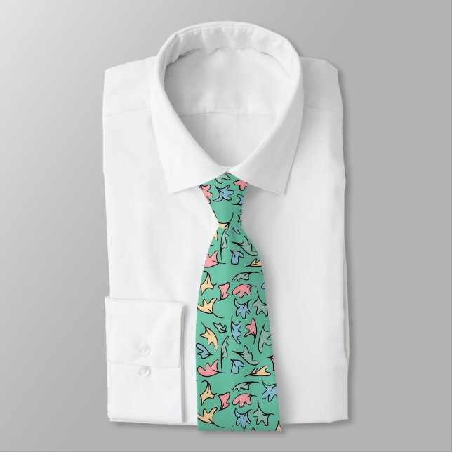 Cravate Feuilles pastel vert (Attaché)