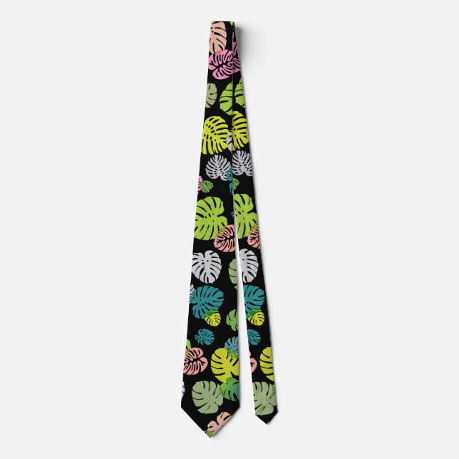 Cravate Feuilles tropicales multicolores 2 (Devant)