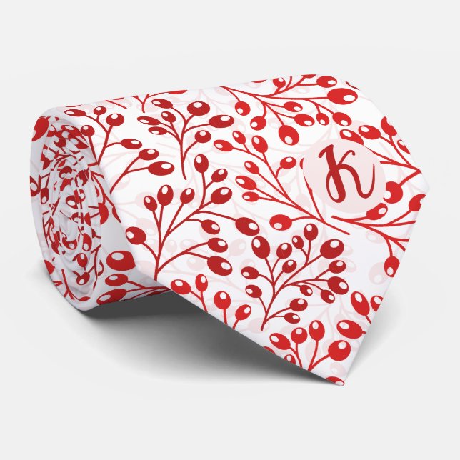 Cravate Feuilleté rouge Motif moderne Élégant Monogramme (Roulé)