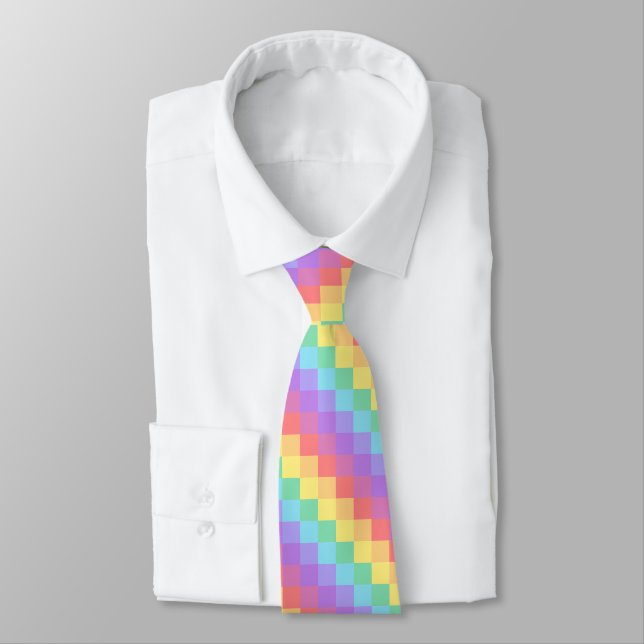 Cravate Fierté diagonale fanée du damier LGBT (Attaché)