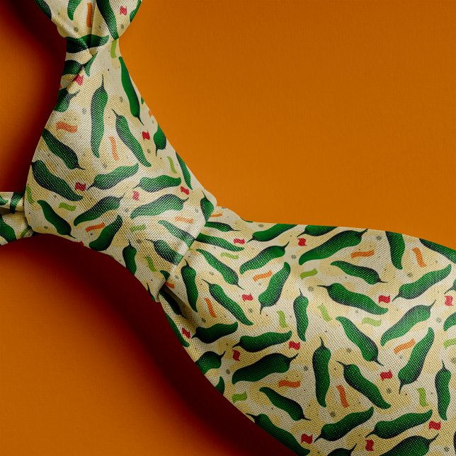 Cravate Fiesta Fun Green Chili Motif (Créateur téléchargé)