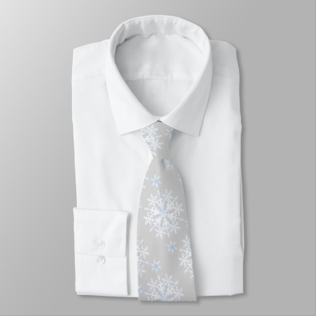 Cravate Flacons de neige gris blanc (Attaché)