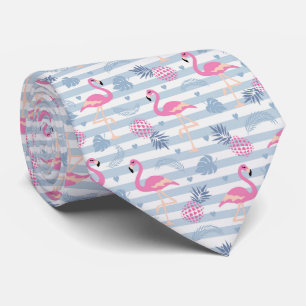 Cravate Flamant rose Whimsical et Motif ananas