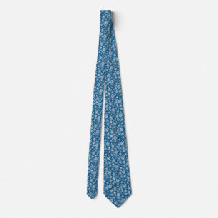 Cravate Flammes de neige de Noël bleu motif