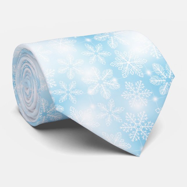 Cravate Flammes de neige et lumières bleues (Roulé)