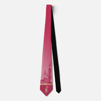Cravate flèche faîtière kanak. Rouge framboise. 