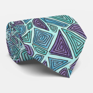 Cravate Flèches géométriques, Violet, Bleu, Aqua, Turquois
